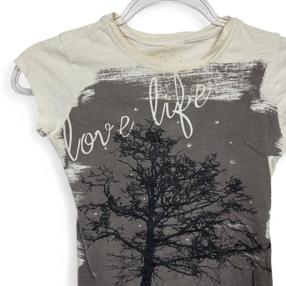 Y2k Mudd Tree Graphic Bodycon T-Shirt With “Love‎ Life” Slogan - Picture 2 of 4